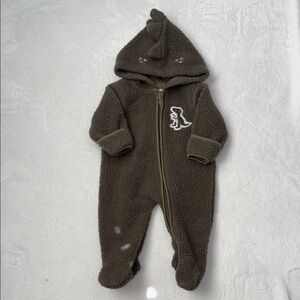 PL baby Cozy green Dinosaur zip up Hooded One Piece